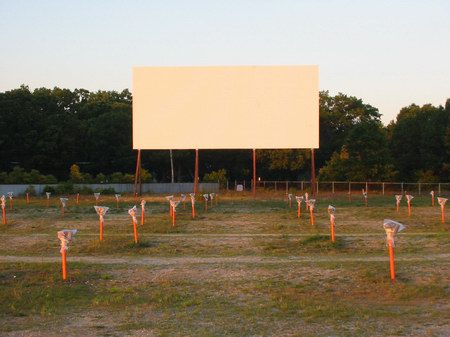Getty 4 Drive-In Theatre - Screen And Poles - Photo From Water Winter Wonderland (newer photo)